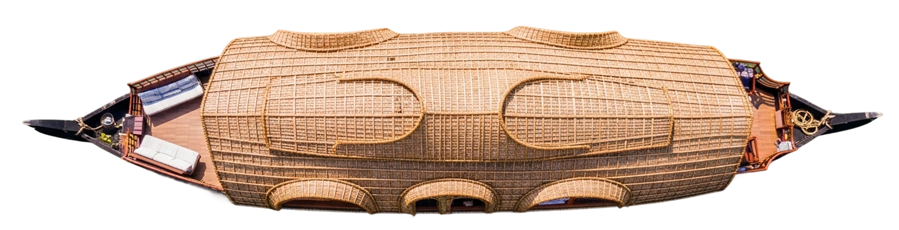 Traditional canoe boat on Munroe Island backwaters Kerala